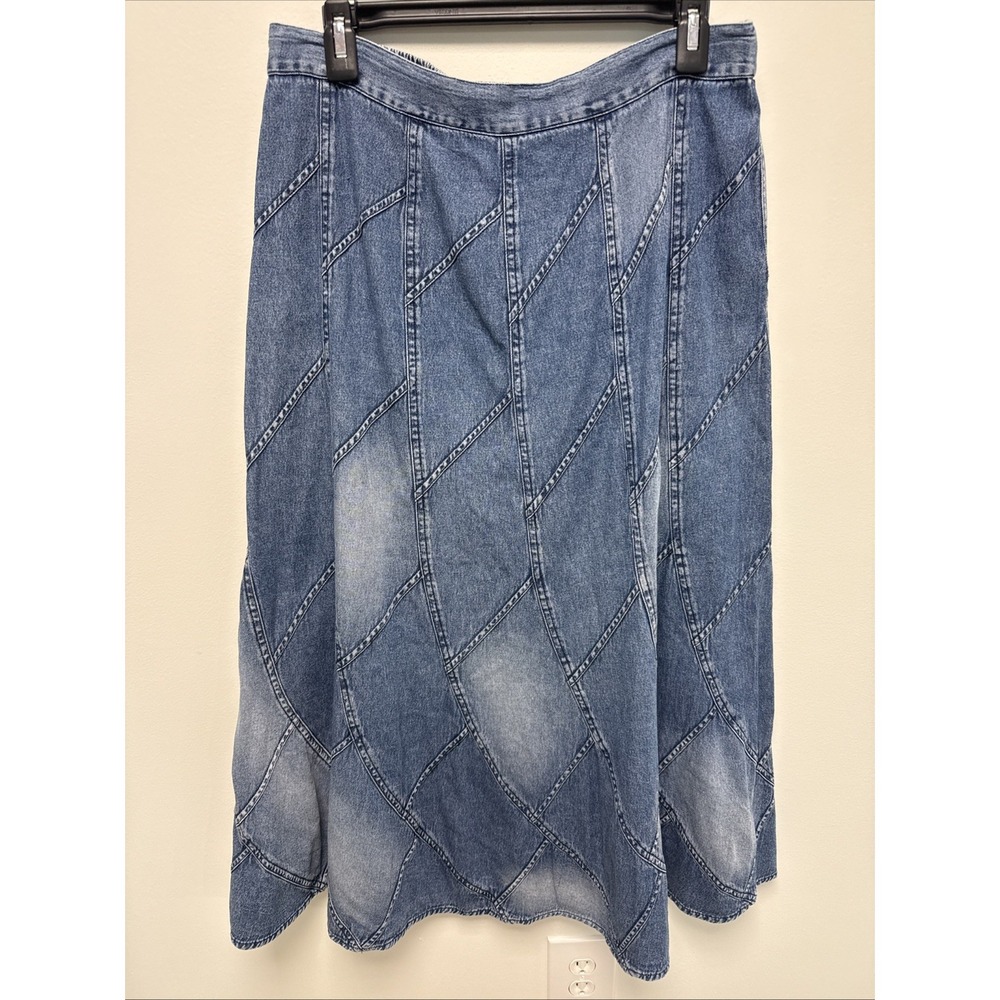 Studio West Apparel Denim Flare Skirt Western Cowgirl Peasant Hippie Women Sz L